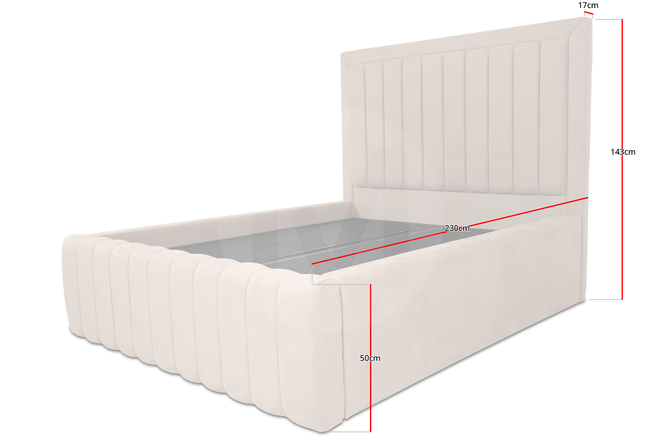 Dimensions générales du lit coffre NELLY de Maxmobel