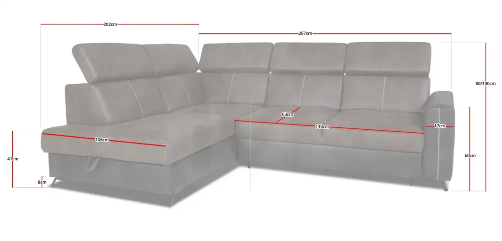 Dimensions Canapé d'angle Convertible EVREST MINI de Maxmobel